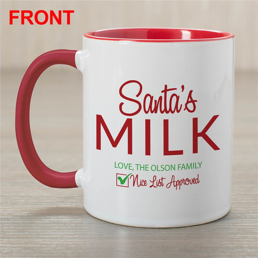 Santa's Milk Mug - Personalized Red Handle Mug - Way Up Gifts
