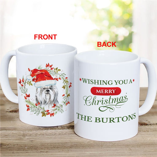 Watercolor Pet Christmas Mug - Personalized ÒMerry ChristmasÓ Pet Breed Design - Way Up Gifts