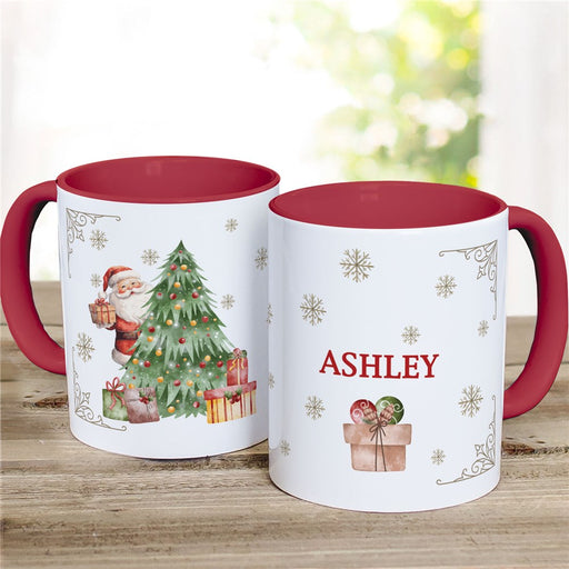 Vintage Watercolor Christmas Mug - Personalized Holiday Coffee Mug - Way Up Gifts