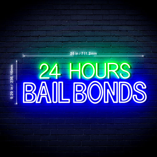 24 Hours Bail Bonds Ultra-Bright LED Neon Sign w/ Remote - Way Up Gifts