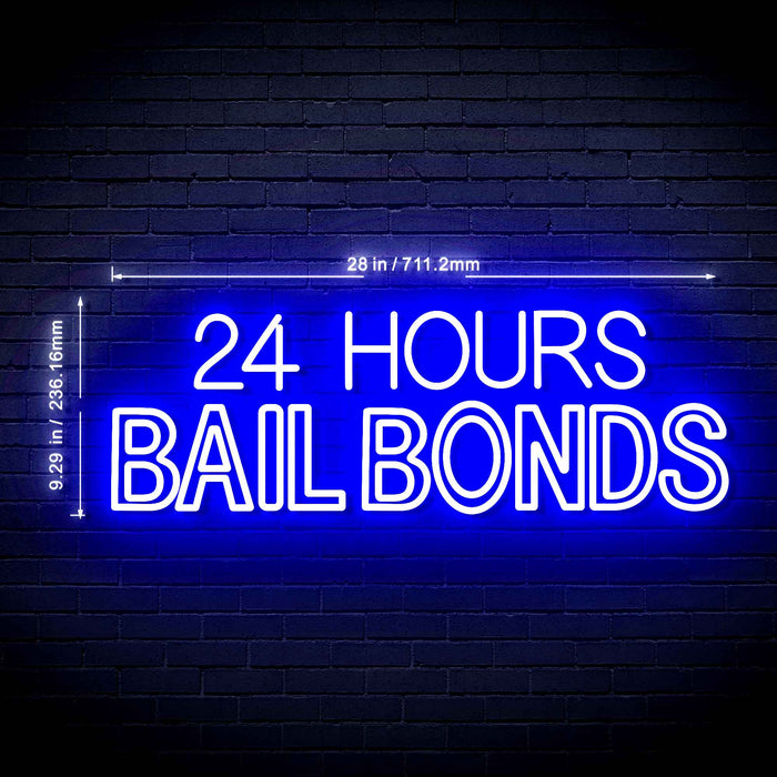 24 Hours Bail Bonds Ultra-Bright LED Neon Sign - Way Up Gifts