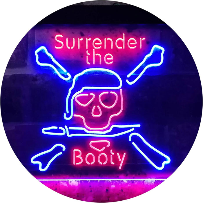 Pirate Skull Surrender The Booty LED Neon Light Sign - Way Up Gifts