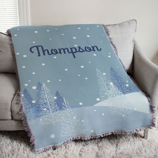 Winter Forest Tapestry Throw - Cozy Nature Scene Blanket - Way Up Gifts