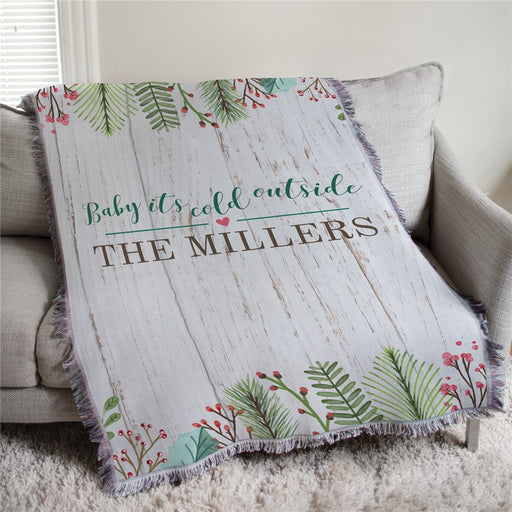 Personalized Baby It's Cold Outside Throw - Winter Blanket - Way Up Gifts