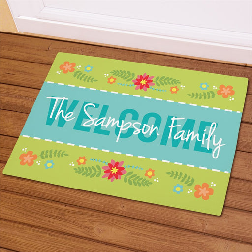 Spring Fleece Personalized Welcome Mat - Custom Seasonal Doormat - Way Up Gifts