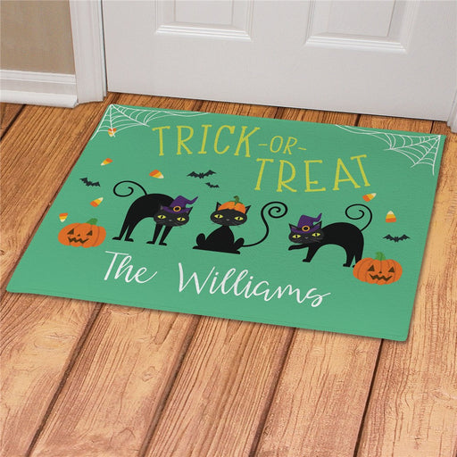 Trick or Treat Cats Personalized Doormat - Custom Halloween Pet Mat - Way Up Gifts