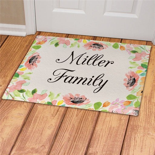 Watercolor Floral Photo Frame Personalized Doormat - Custom Picture Mat - Way Up Gifts