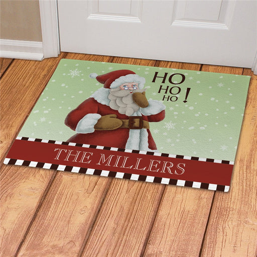 Vintage Santa Personalized Doormat - Custom Christmas Welcome Mat - Way Up Gifts