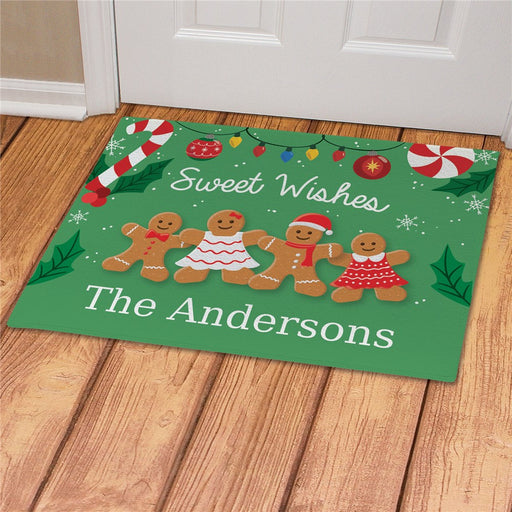 Sweet Wishes Gingerbread Personalized Doormat - Custom Christmas Mat - Way Up Gifts
