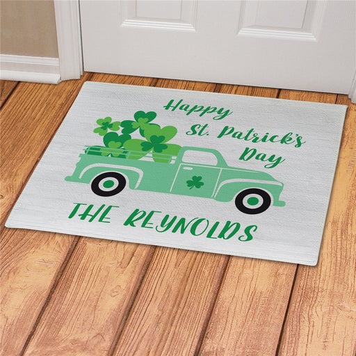 St. Patrick's Day Truck Personalized Doormat - Custom Holiday Entry Mat - Way Up Gifts