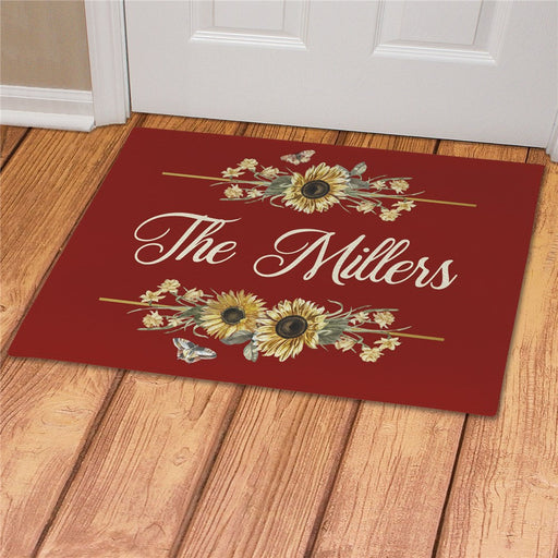 Vintage Sunflowers Personalized Doormat - Custom Floral Entry Mat - Way Up Gifts