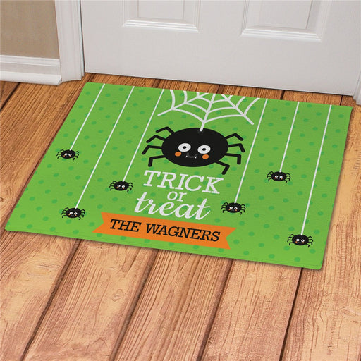 Spider Trick or Treat Personalized Doormat - Custom Halloween Mat - Way Up Gifts