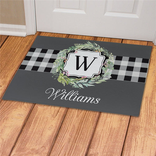 Wreath Personalized Doormat - Custom Welcome Mat with Name - Way Up Gifts