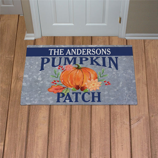 Watercolor Flowers & Pumpkin Personalized Doormat - Custom Fall Entry Mat - Way Up Gifts