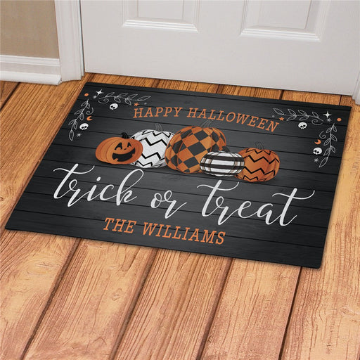 Trick or Treat with Pumpkins Personalized Doormat - Custom Halloween Entry Mat - Way Up Gifts