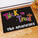 Trick or Treat Personalized Doormat - Custom Halloween Welcome Mat - Way Up Gifts