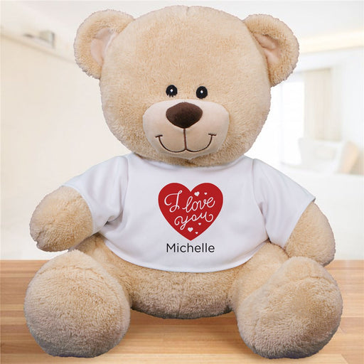 Custom I Love You Teddy Bear - Personalized Shirt with Name or Message - Way Up Gifts