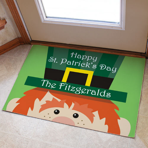 St. Patrick's Day Personalized Doormat - Custom Green Welcome Mat - Way Up Gifts
