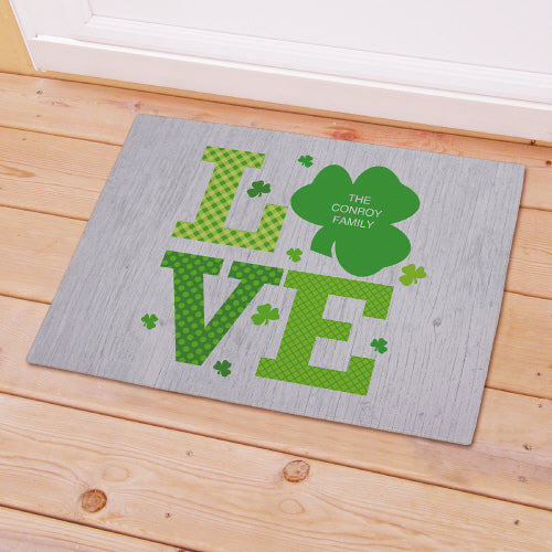 Shamrock Love Personalized Doormat - Custom St. Patrick's Day Mat - Way Up Gifts