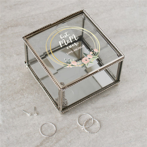 Personalized Best Mom Ever Glass Jewelry Box - Custom Gift for Mom - Way Up Gifts