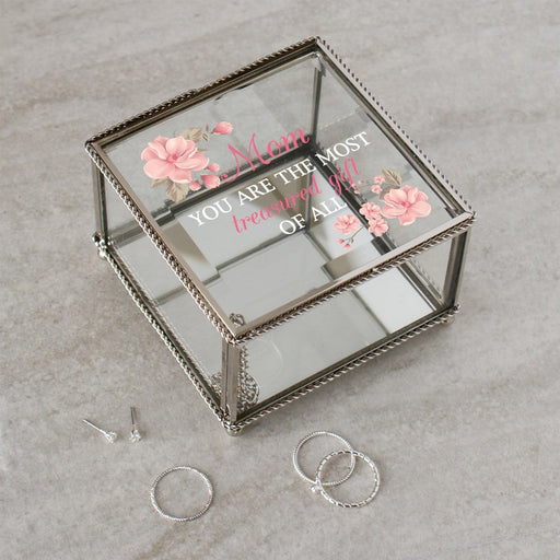 Most Treasured Gift Glass Jewelry Box - Gift for Mom - Way Up Gifts