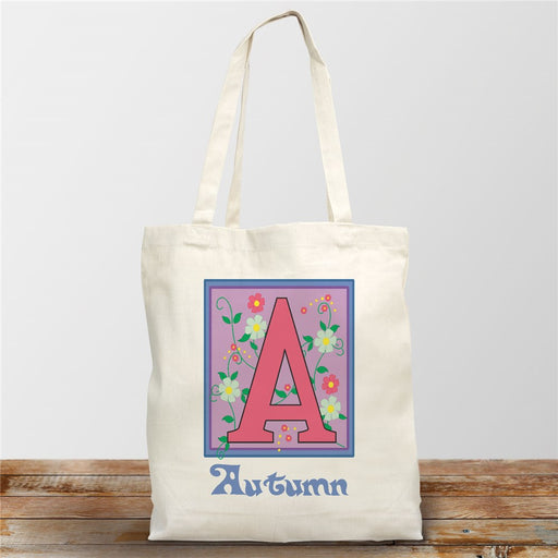 Large Monogrammed Initial Canvas Tote Bag - Personalized Gift - Way Up Gifts