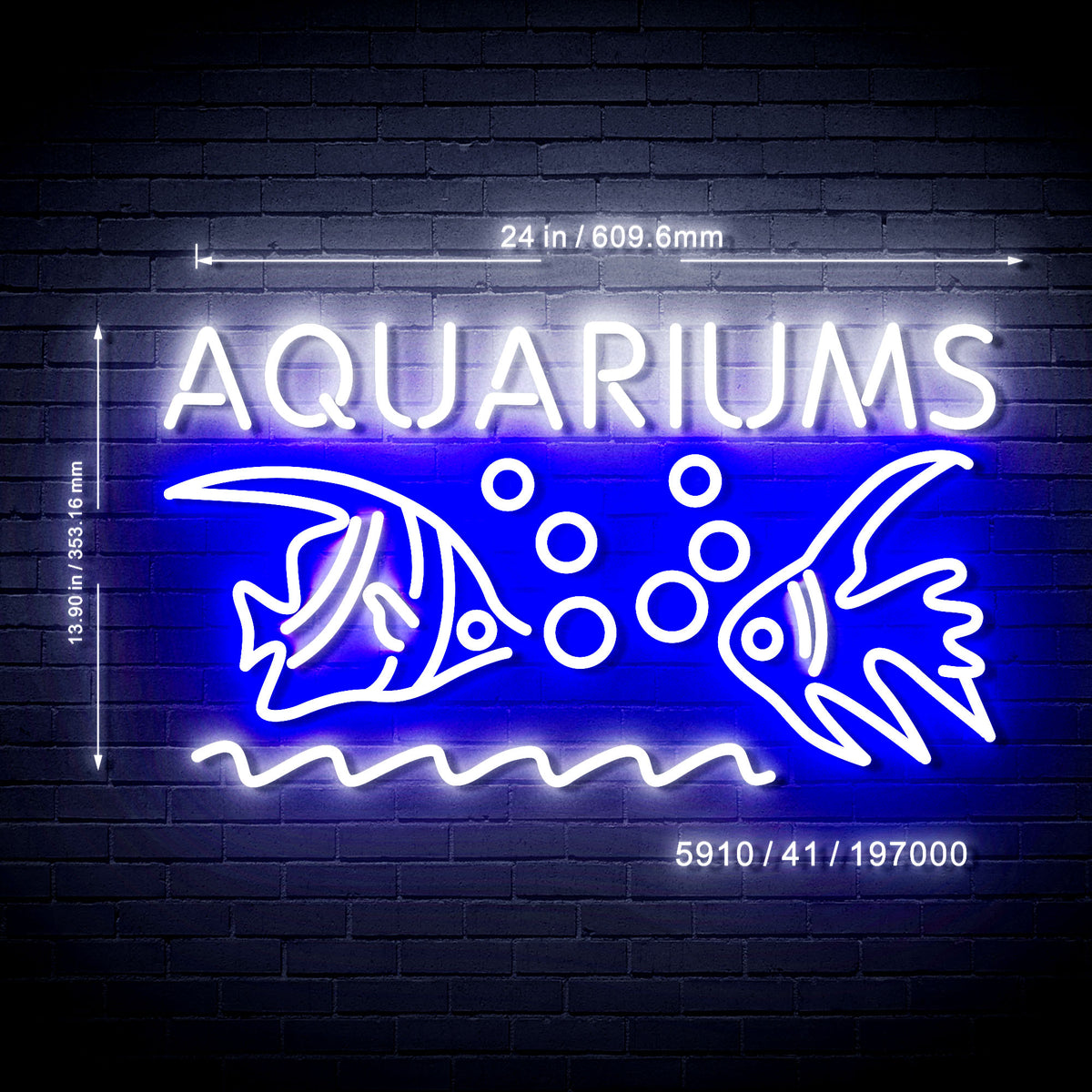 Fish Aquariums Ultra-Bright LED Sign with Remote (Neon-Style, LED Tech ...