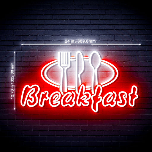 Breakfast Fork Knife Spoon Cafe Ultra-Bright LED Neon Sign w/ Remote - Way Up Gifts