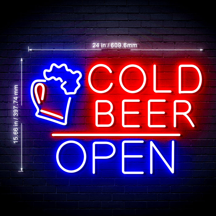 Bar Cold Beer Open Ultra-Bright LED Neon Sign