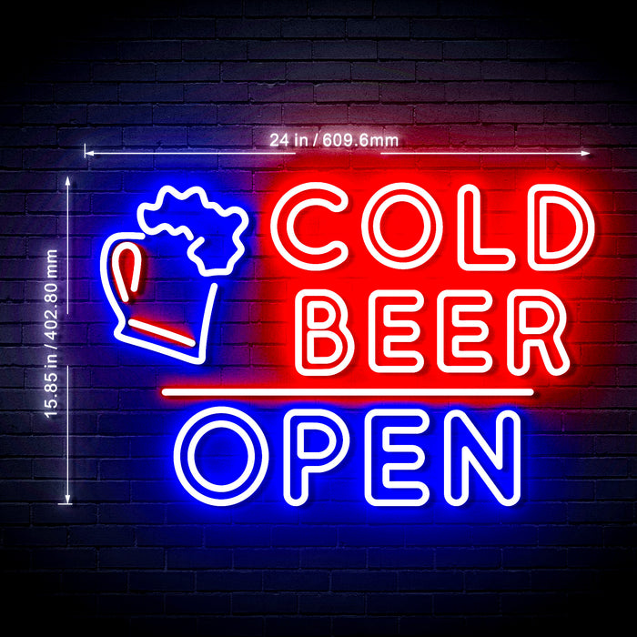 Bar Cold Beer Open Ultra-Bright LED Neon Sign