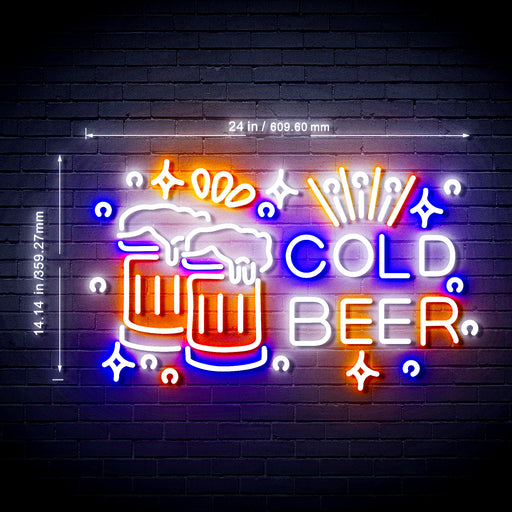 Bar Cold Beer 3-Color Ultra-Bright LED Neon Sign w/ Remote - Way Up Gifts