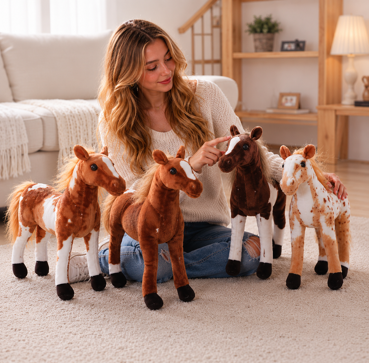 Big Lifelike Horse Stuffed Animal Realistic Plush Toy - LED Gift Works