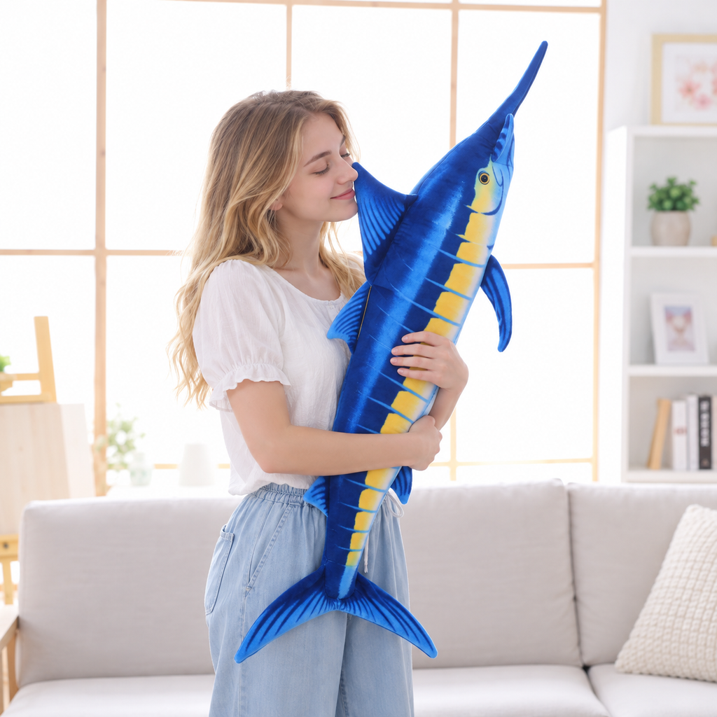 Big Plush Blue Marlin Fish Stuffed Toy
