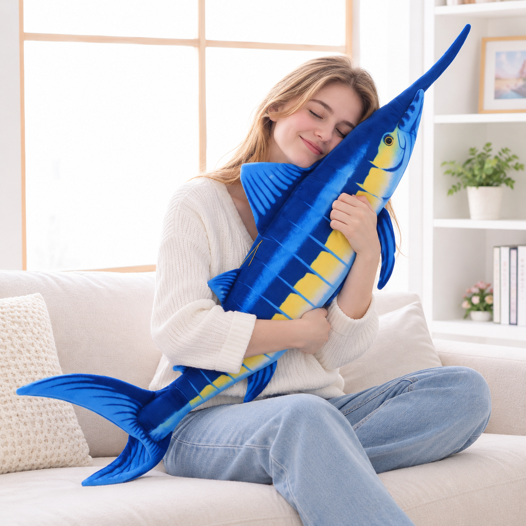 Big Plush Blue Marlin Fish Stuffed Toy