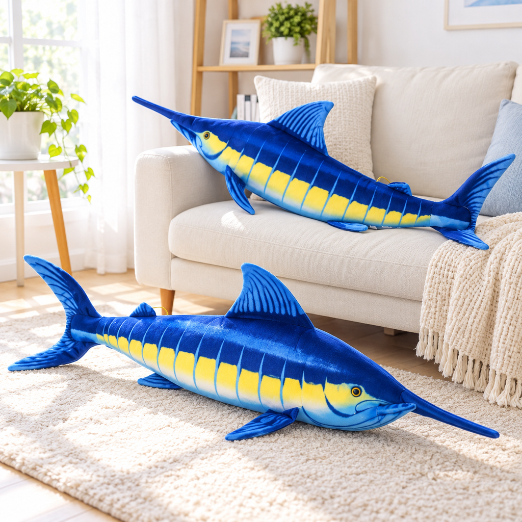 Big Plush Blue Marlin Fish Stuffed Toy
