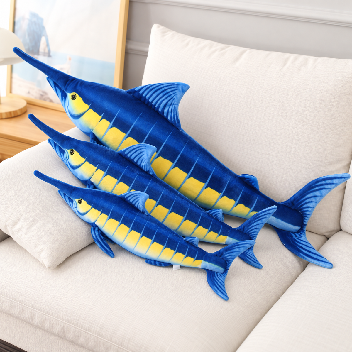 Big Plush Blue Marlin Fish Stuffed Toy