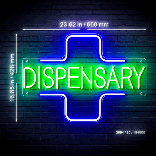 Marijuana Dispensary with Cross Ultra-Bright LED Sign w/ Remote (Neon-Style, LED Technology) - Way Up Gifts