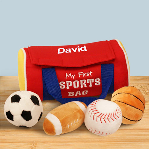 Personalized My First Sports Bag with Toy Balls - Custom Name Kids Mini Duffel - Way Up Gifts
