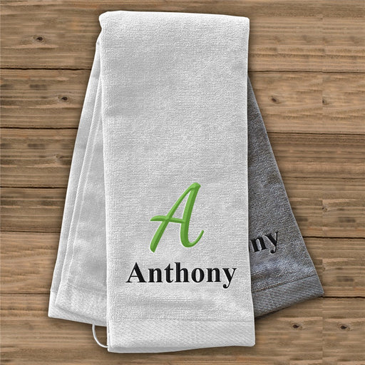 Personalized Golf Towel with Initial and Name - Embroidered Gift - Way Up Gifts