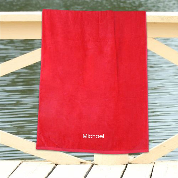 Block Font Custom Name Embroidered Beach Towel - Way Up Gifts