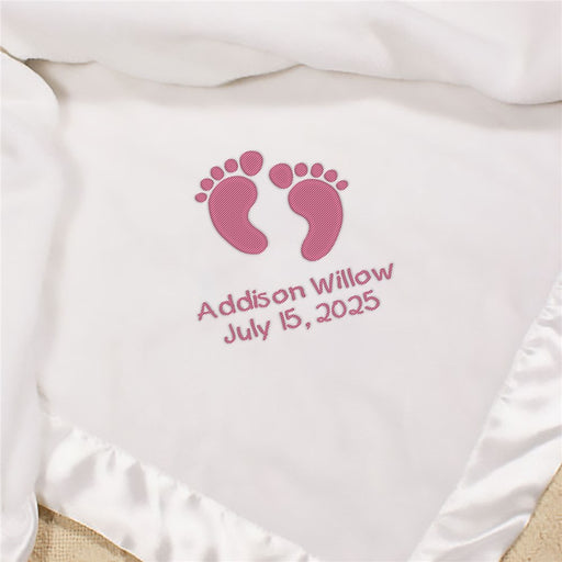 Embroidered Baby Girl Fleece Blanket - Personalized Baby Girl Throw - Soft Embroidered Infant Blanket - Way Up Gifts