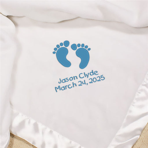Embroidered Baby Boy Fleece Blanket - Personalized Baby Boy Throw - Soft Embroidered Infant Blanket - Way Up Gifts