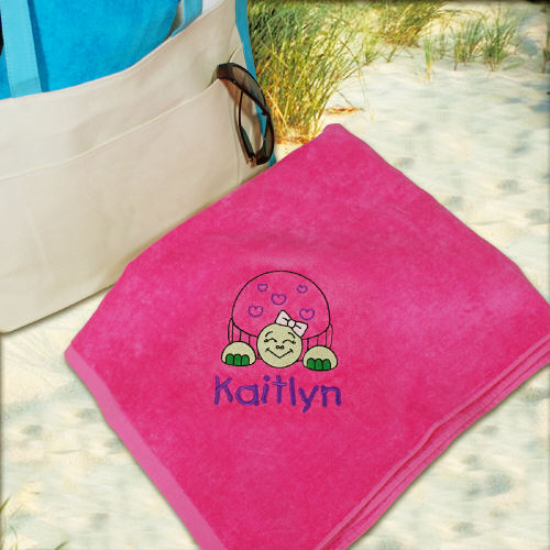 Turtle Embroidered Name Beach Towel - Way Up Gifts