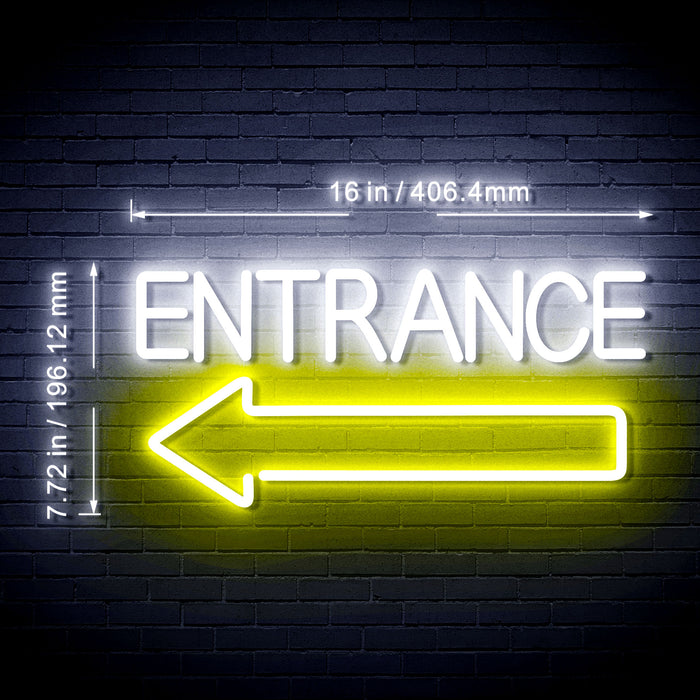 Entrance Left Arrow Flex Silicone LED Neon Sign - Way Up Gifts