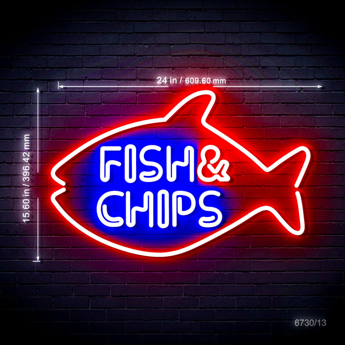 Seafood Fish & Chips Ultra-Bright LED Neon Sign w/ Remote - Way Up Gifts