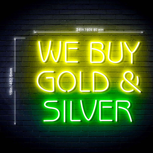 Pawn Shop We Buy Gold & Silver Ultra-Bright LED Neon Sign w/ Remote - Way Up Gifts