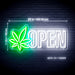 Open Hemp Leaf Marijuana Dispensary (Block Lettering) Ultra-Bright LED Sign with Remote (Neon-Style, LED Technology) - Way Up Gifts