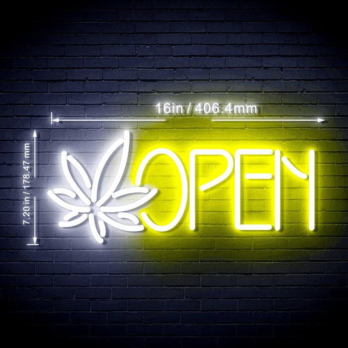 Hemp Leaf Open Marijuana Dispensary Flex Silicone LED Neon Sign - Way Up Gifts