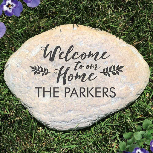 Welcome to Our Home Engraved Garden Stone - Realistic Resin Design with Hide a Key - Way Up Gifts