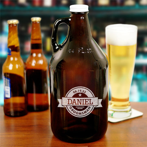 Custom Groomsmen Growler - Engraved Beer Jug Gift - Way Up Gifts